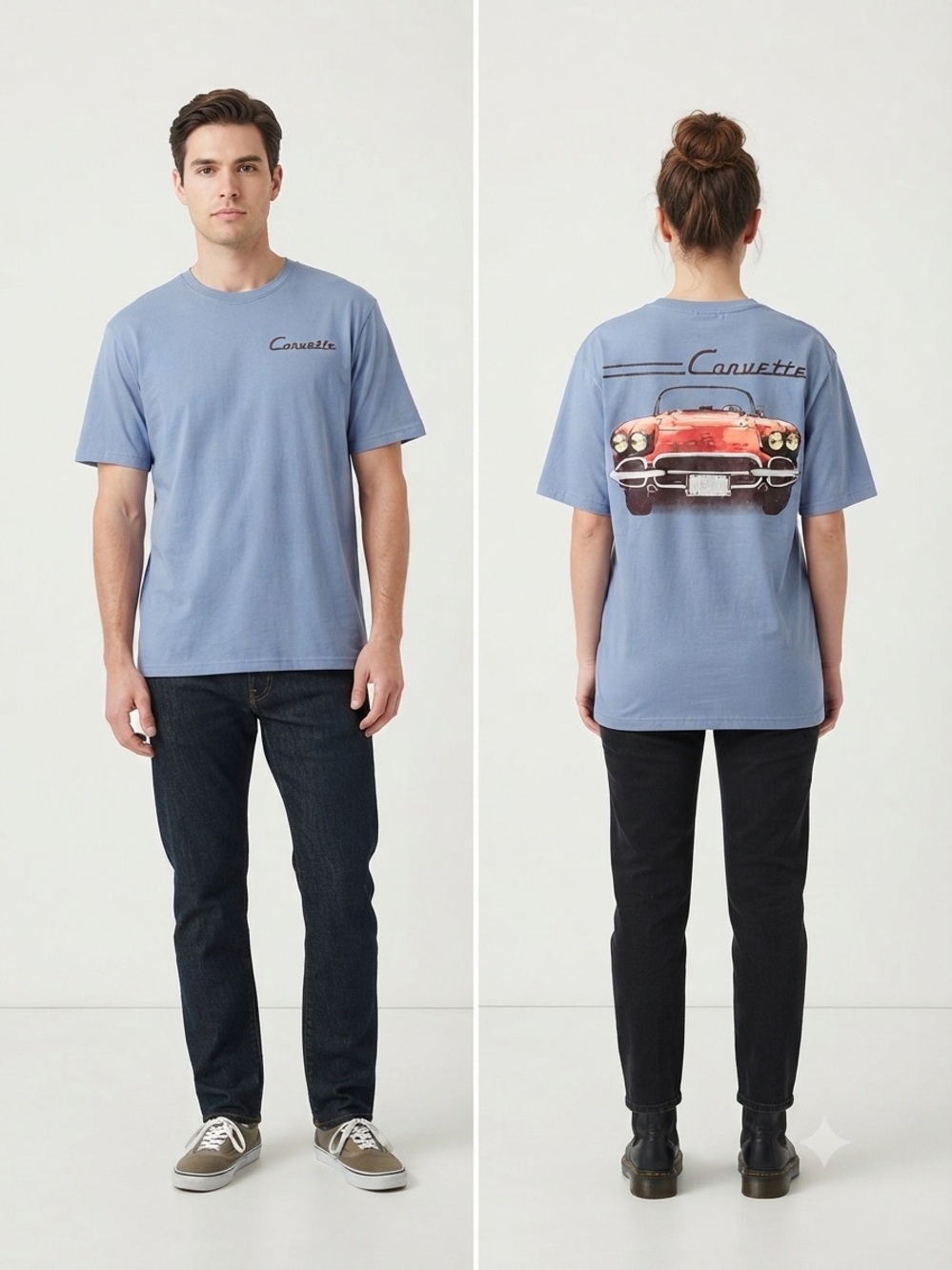 Corvette Graphic Tee by GM Official M 23.5” p2p Slate Blue NWT